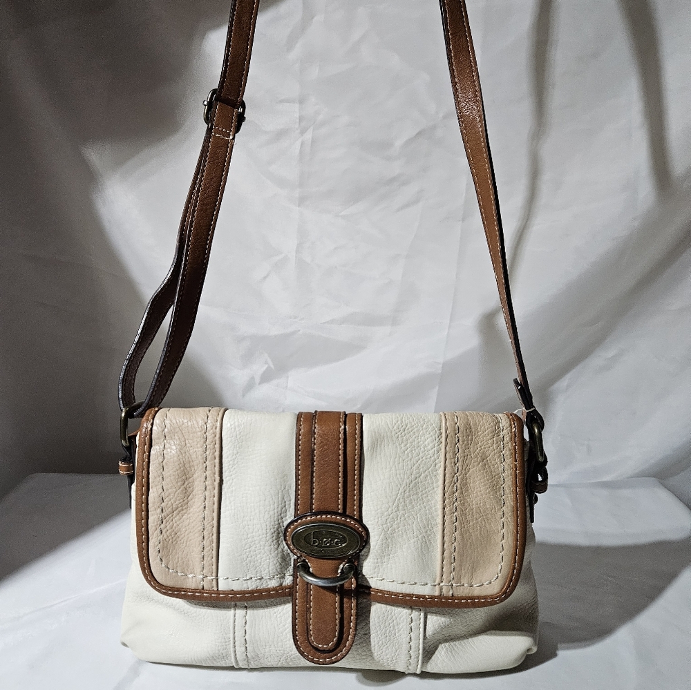 B.O.C. Beige And Brown Shoulder Bag Purse Crossbody